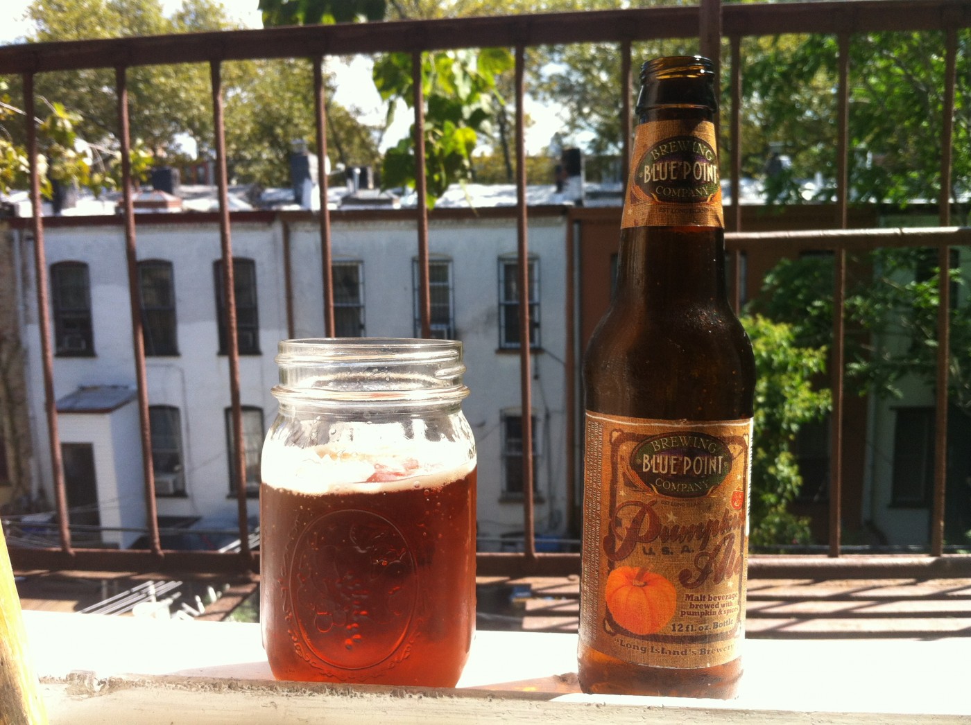 Gettin' agrarian with Pumpkin Ale in a mason jar.