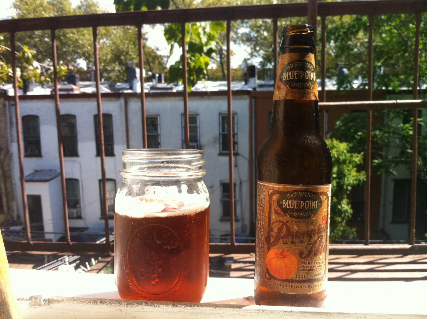 Gettin' agrarian with Pumpkin Ale in a mason jar.