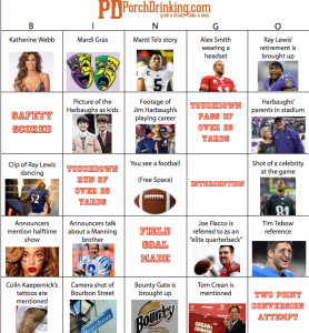 super bowl 47 bingo board