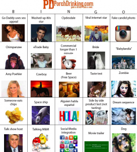 super bowl 47 commercials bingo card