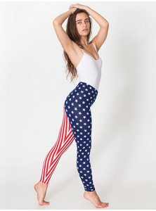 It's not a real Fourth of July celebration unless you're wearing American flag print leggings. Screengrab via americanapparel.net. 