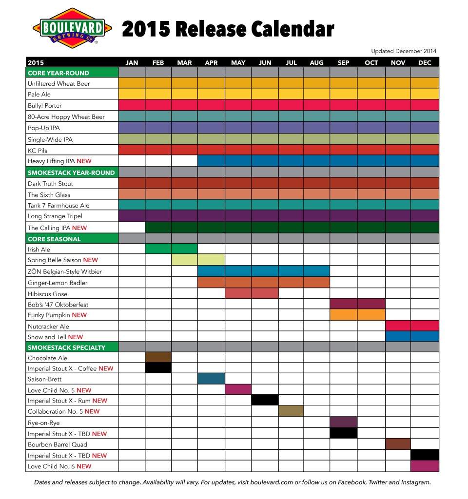 Boulevard Beer Calendar 2015