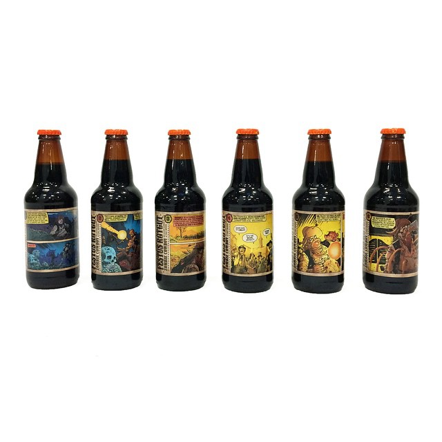 The 6-Pack Story where each bottle features a panel of the story.
