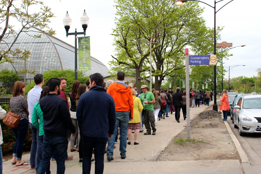 Waiting for the doors to open; luckily the rain didn't start until later into the event