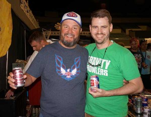 Chris Katechis of Oskar Blues poses with Porch Drinking staffer John Pylant