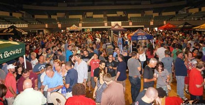 Crowded festival attendees at Augusta Beerfest