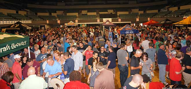 Crowded festival attendees at Augusta Beerfest