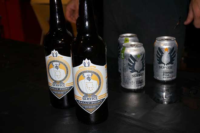 Bottles and cans of beer by Service Brewing