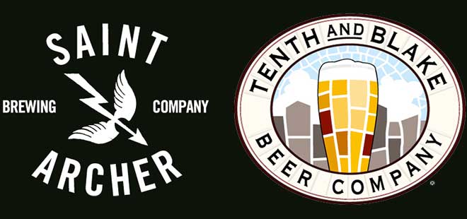 Saint Archer Brewing and Tenth and Blake Beer Company logos side by side