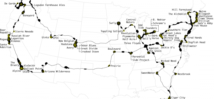 ultimate brewery road trip map