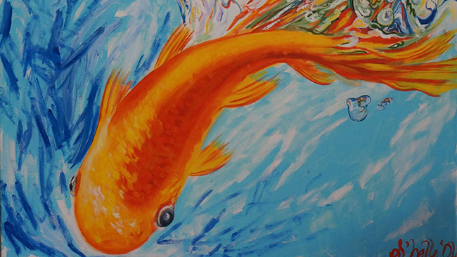 A reproduction of Sara Papp's work on display at Creature Comforts Brewing Co. in Athens, Georgia. She often drew inspiration from nature. (Photo: John Pylant)