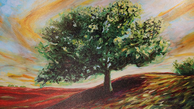 A reproduction of Sara Papp's work on display at Creature Comforts Brewing Co. in Athens, Georgia. She often drew inspiration from nature. (Photo: John Pylant)