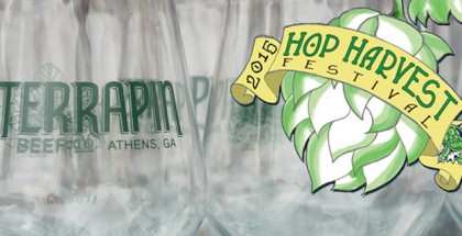 Terrapin Beer Co. glasses with the Hop Harvest logo overlapping