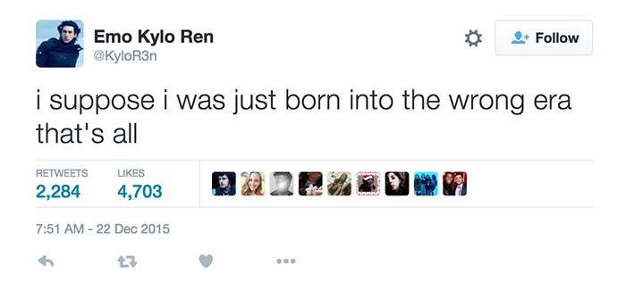 Emo Kylo Ren Tweet