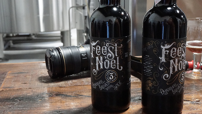 Bottles of 2015 Bourbon Barrel Aged Feest Noel lined up at Three Taverns. (Chris Powell/PorchDrinking.com)