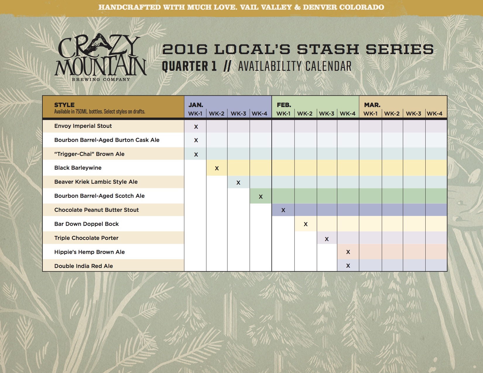 2016 Crazy Mountain Beer Release Calendar 1