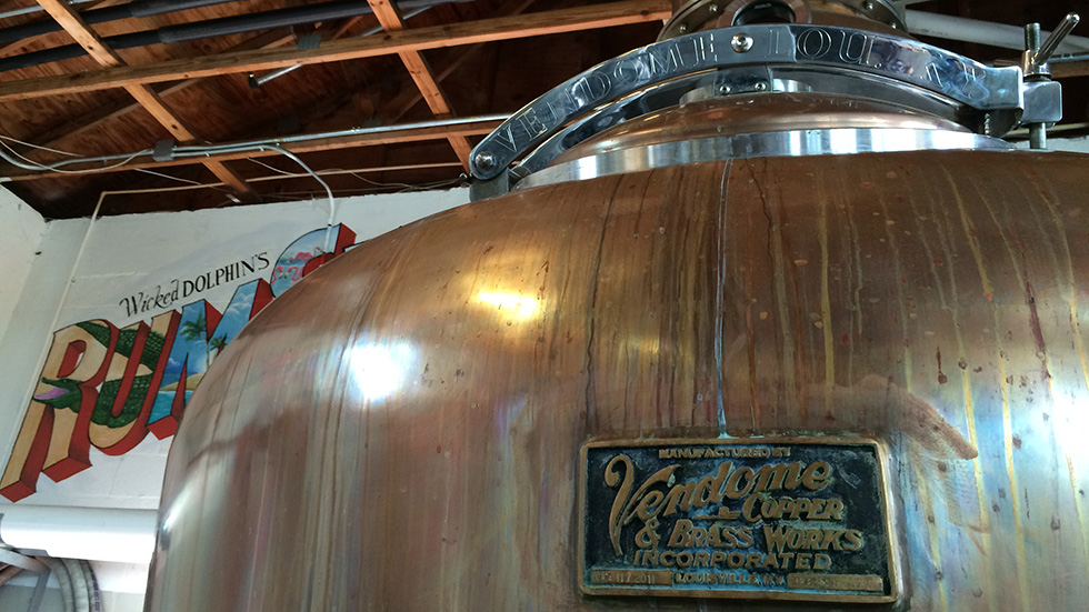 Copper pot still inside Wicked Dolphin.