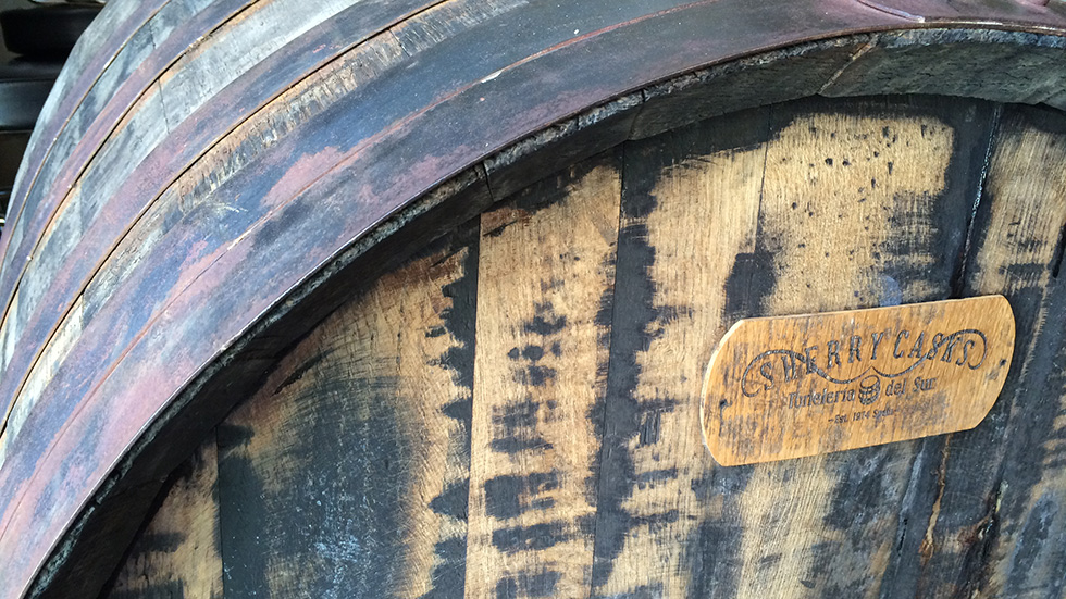Sherry cask aging rum inside Wicked Dolphin.