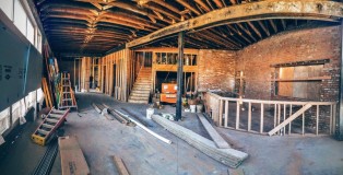 Construction inside the new Briar Common Brewery and Eatery