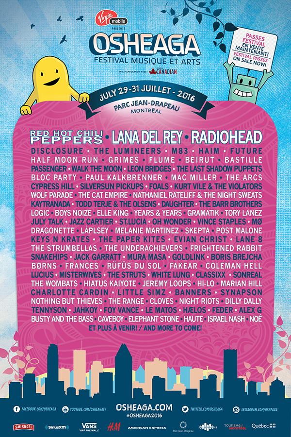 2016 osheaga music festival lineup