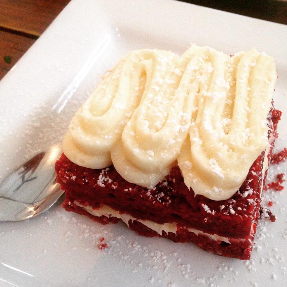 Red Velvet Hammer Cake made with Peticolas Brewing's Velvet Hammer