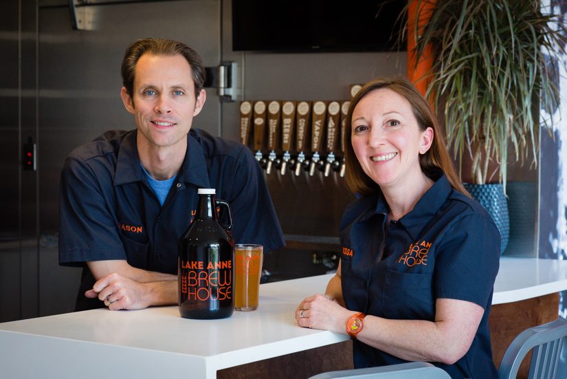 Lake Anne brew house owners Jason and Melissa Romano (Photo by Jennifer Heffner, RestonNow.com)