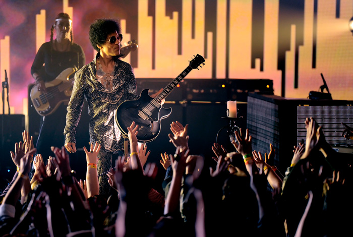 Prince and 3RDEYEGIRL perform at Vogue Theatre on April 15, 2013 in Vancouver, Canada. (Photo by Kevin Mazur/WireImage)