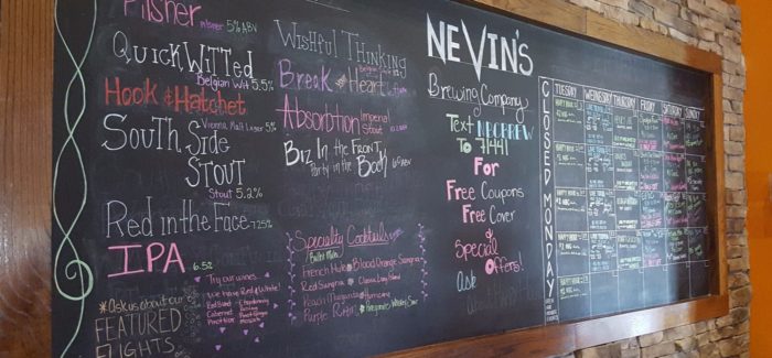 Nevin's Brewing Company Beer Menu