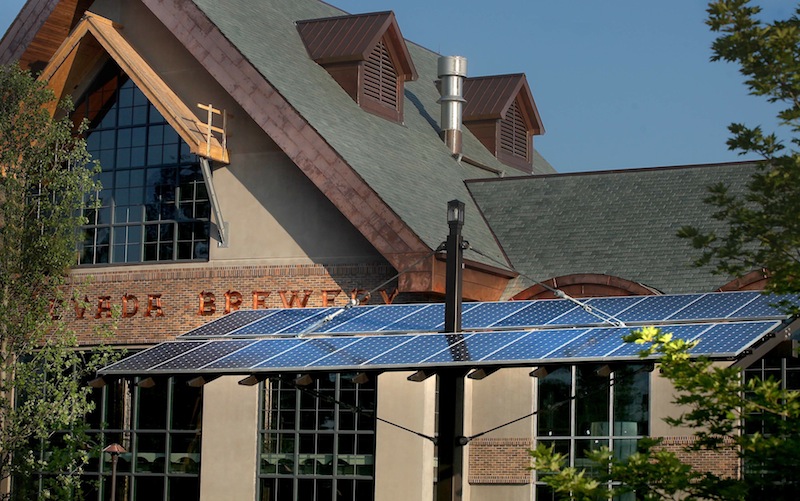 One of the "tree-like" solar panel posts around the Sierra Nevada Mills River brewery.