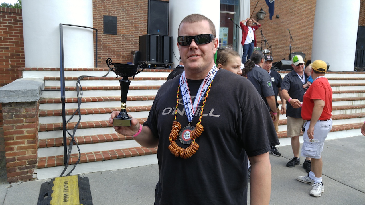 (Winner of the Hop Blossom Homebrew Competition, Jason McQuesten for his entry "Helles Yeah” in 4A: Munich Helles category; Photo by Scott Johnson)