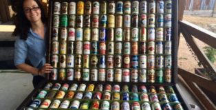 Two modular display walls made out of cans from the 60s and 70s, built by Virginia and her father, Matt McBrayer. Photo Credit: Matt & Stephanie McBrayer