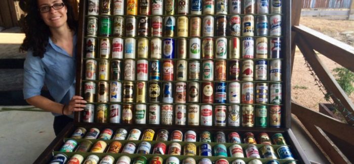 Two modular display walls made out of cans from the 60s and 70s, built by Virginia and her father, Matt McBrayer. Photo Credit: Matt & Stephanie McBrayer