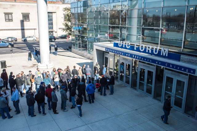 Lines for FoBAB start over an hour before the doors open. Photo by Eric Dirksen.