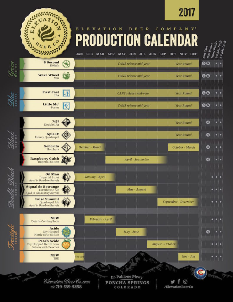 2017 Elevation Beer Release Calendar