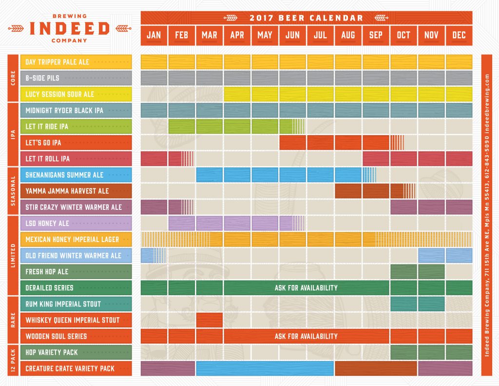 2017 Indeed Brewing Beer Release Calendar