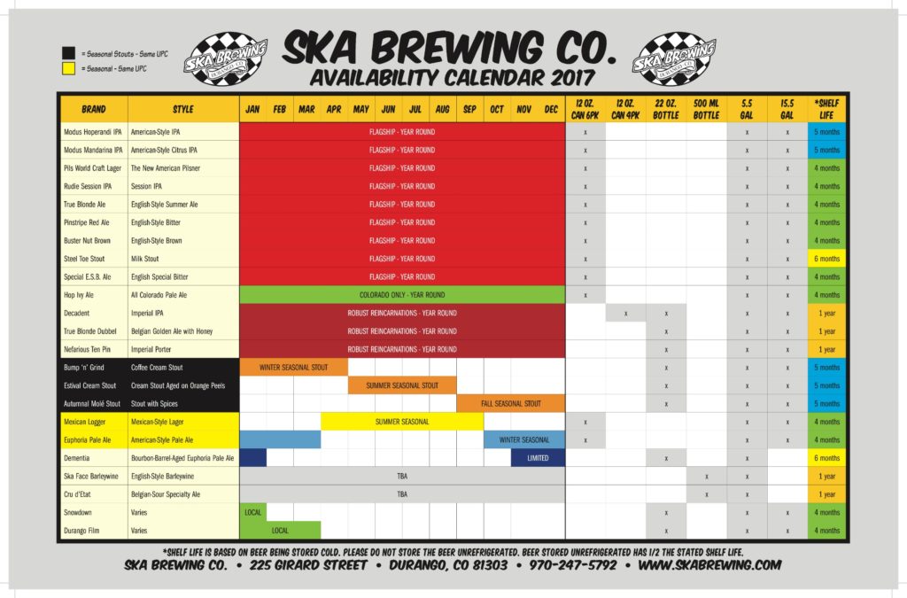 Ska Brewing Beer Release Calendar 2017