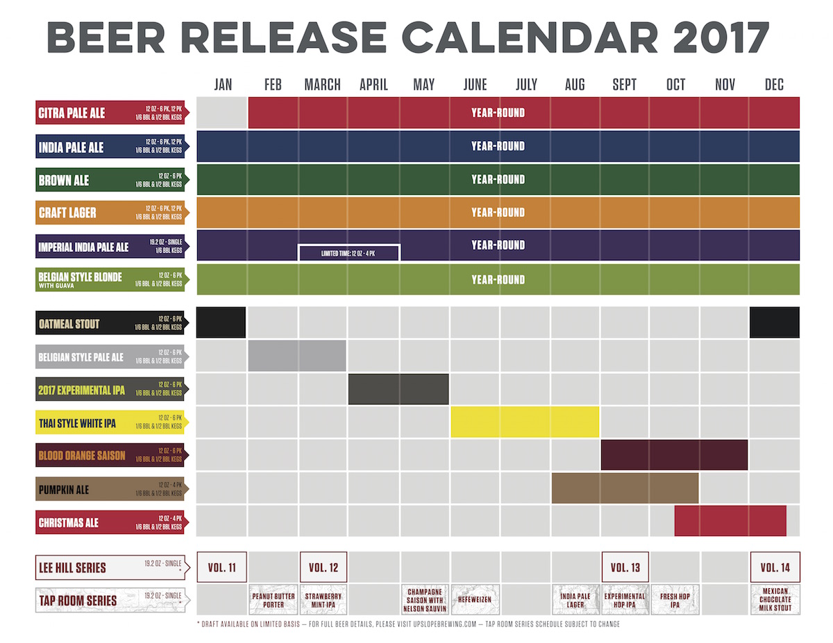 2017 Upslope Beer Release Calendar