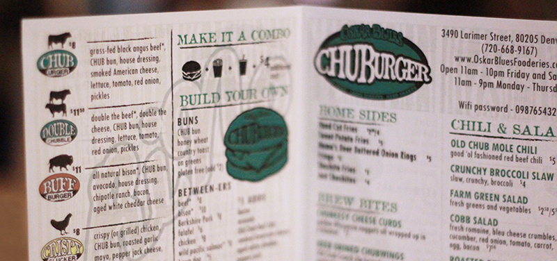 The CHUBurger menu; credit: Desiree Duzich, Spoiled Beer Brat Productions