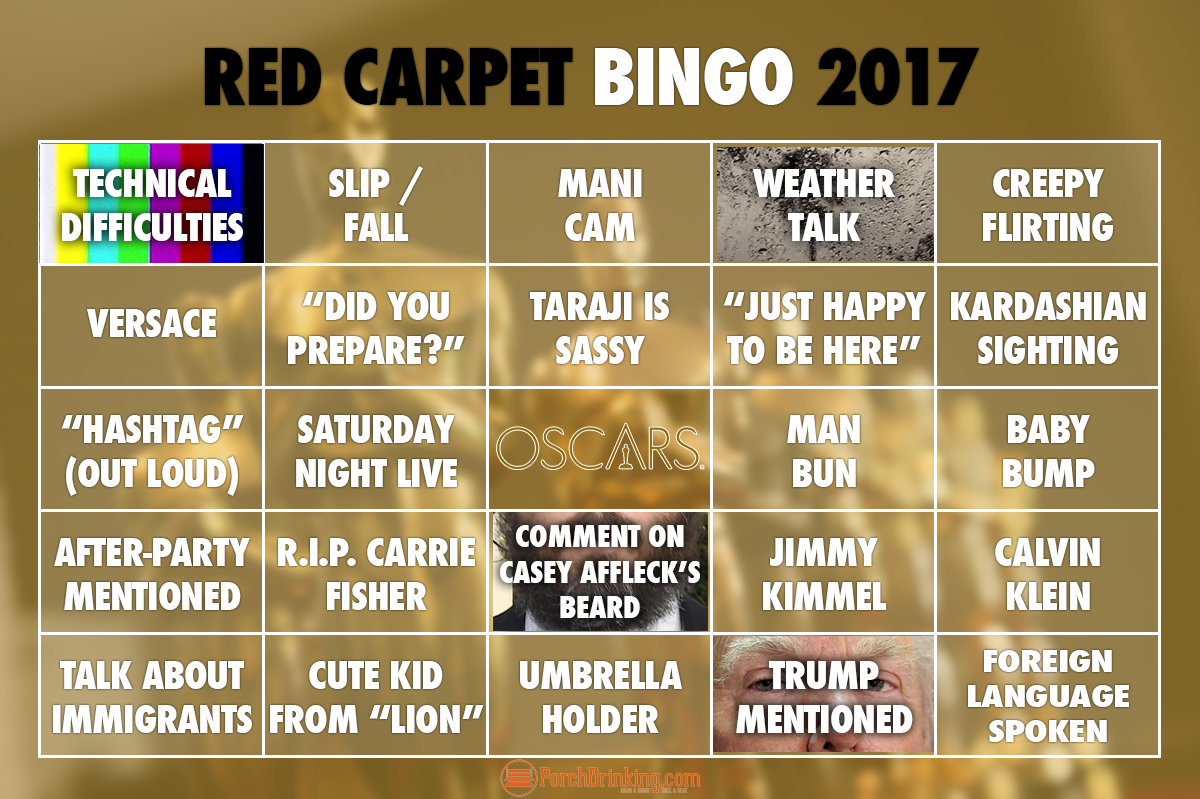 Oscars 2017 | Red Carpet Oscars BINGO Cards