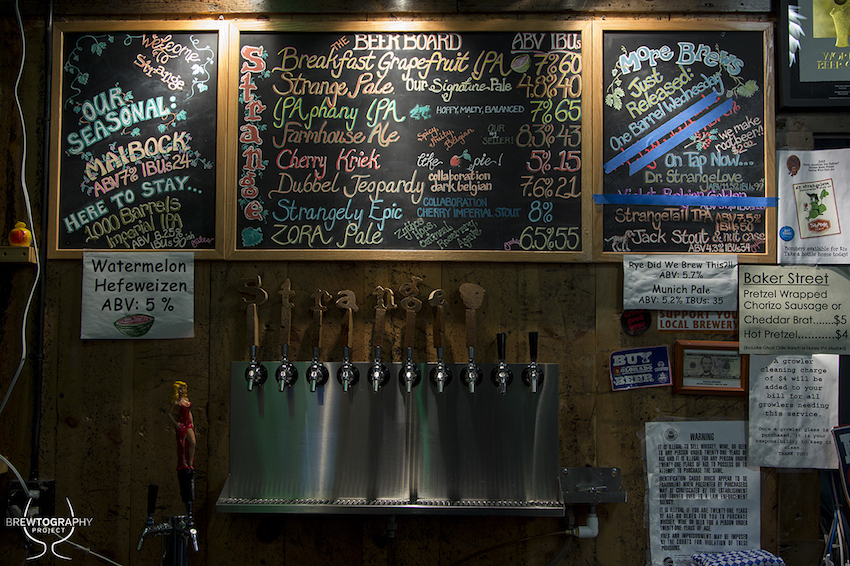 strange craft beer tap wall