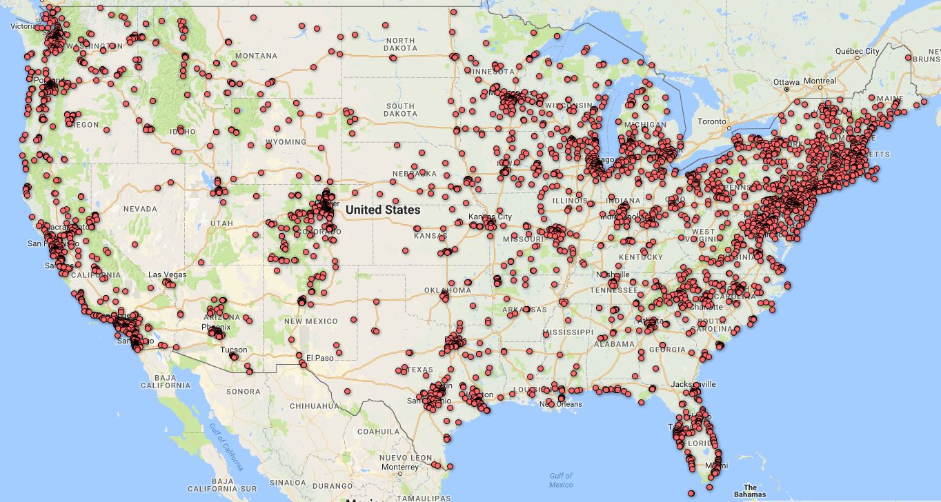 2017 Map of Breweries in United States