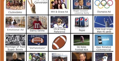 2018 Super Bowl Bingo Board