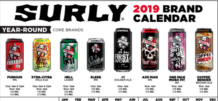 Surly 2019 Beer Release Calendar