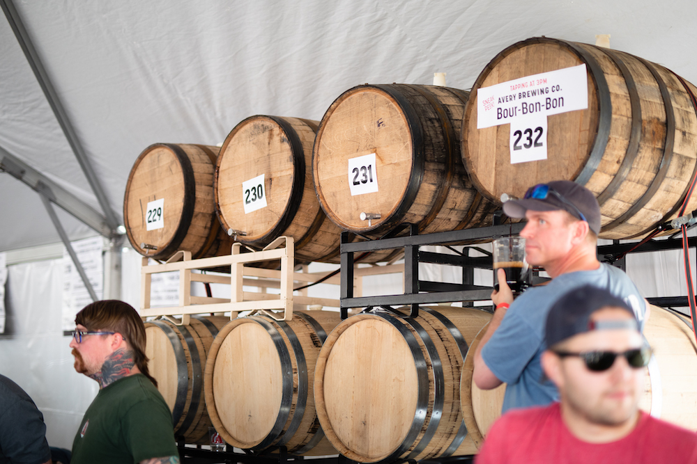 Avery Brewing's Andy Parker, Chief Barrel Herder, pulling straight from the barrel.
