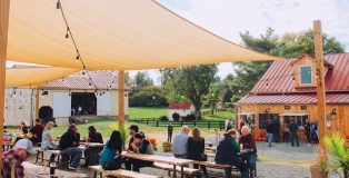 Patrons enjoying Wheatland Spring Farm + Brewery