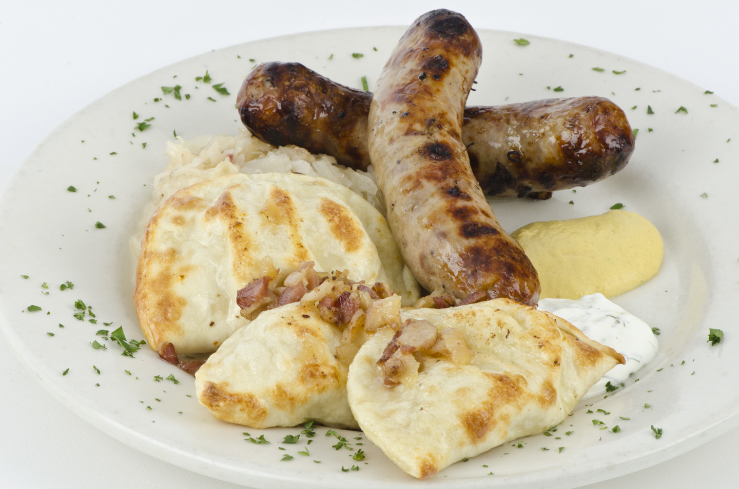 Bratwurst and dumplings