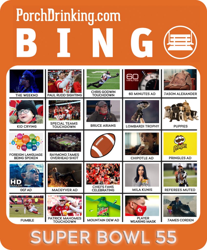 Super Bowl LV Bingo Boards