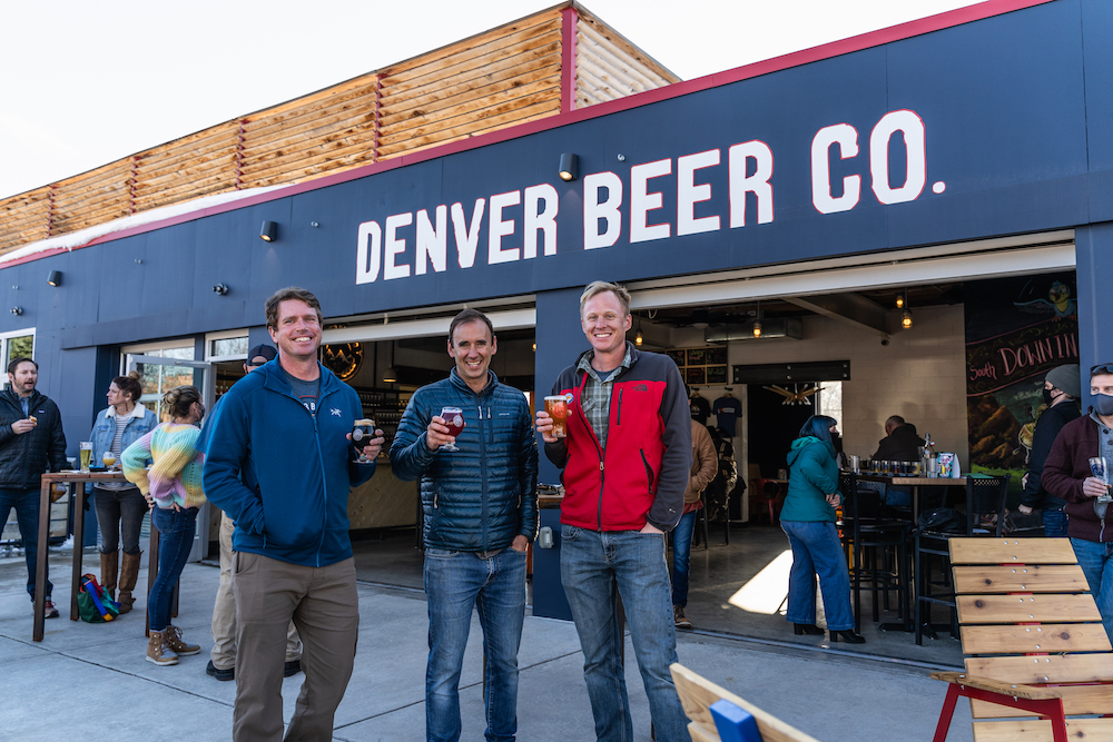 Denver Beer Co Co-Founders Patrick Crawford (middle), Charlie Berger (right), and Innovation Director, Andy Parker (left)