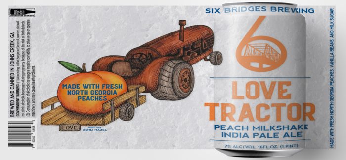 Six Bridges Brewing | Love Tractor Peach Milkshake IPA