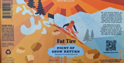 Beer Label of New Belgium's Fat Tire Point of Snow Return